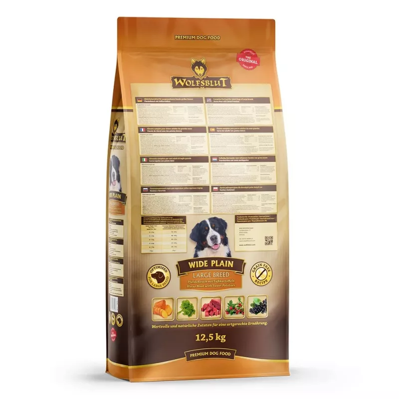 Trockenfutter für Hunde Wolfsblut Wide Plain Large Breed — Pferd & Süßkartoffeln, 12,5 kg, 24% Protein, 10% Fett
