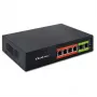 Ethernet PoE Switch QOLTEC 52289 — 4x RJ45 PoE-Ports, 2x RJ45 Uplink, 65W PoE-Budget