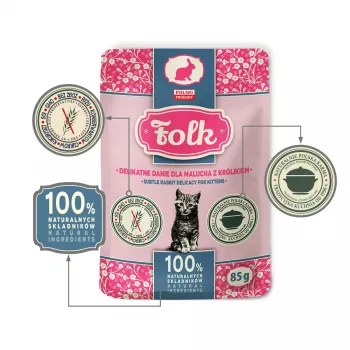 FOLK Kitten Zarte Kaninchen-Delikatesse - Nassfutter für Katzen - 85g