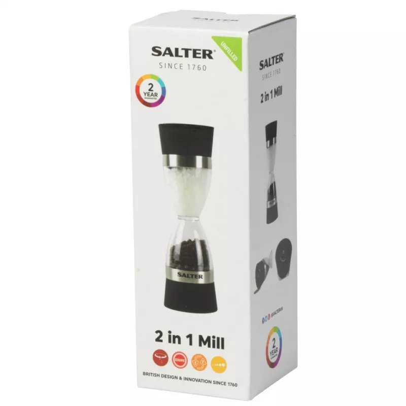 Mechanische Salz- und Pfeffermühle Salter 7611 BKXRUP1 2-in-1 einstellbare Mahlgrade Edelstahl