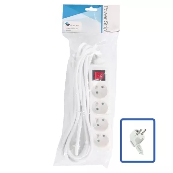 Stromverlängerung LOGON LPS070 5 m Kabel 4 AC-Steckdosen 16 A 3500 W Innenbereich Weiß