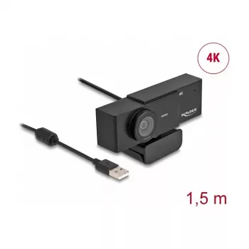Webcam DeLOCK 96400 8 MP 3840 x 2160 Pixel USB 2.0 Schwarz