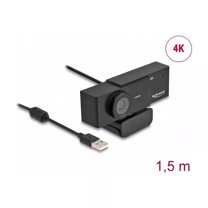 Webcam DeLOCK 96400 8 MP 3840 x 2160 Pixel USB 2.0 Schwarz