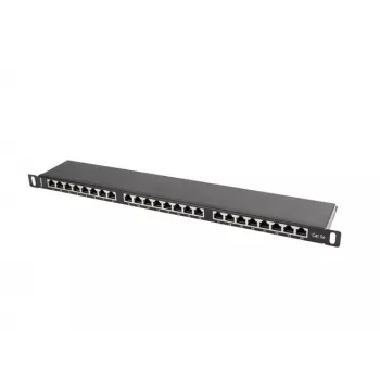 Patchpanel LANBERG PPS5-0024-B 24-Port CAT5e, Metall, 0,5 U, 445×99×22,3 mm, schwarz