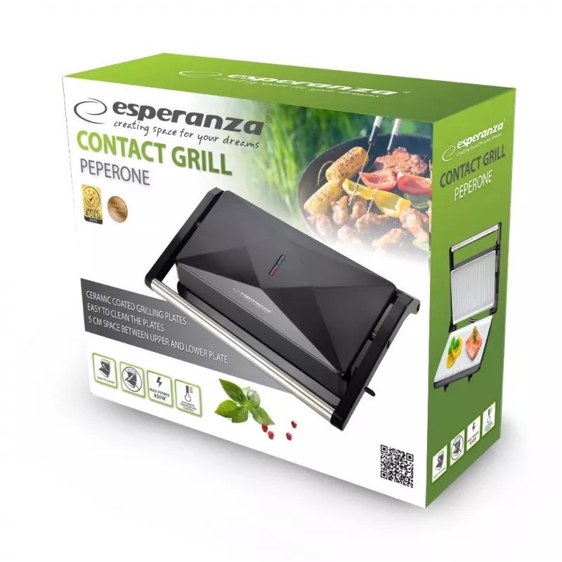 Elektrischer Keramikkontaktgrill ESPERANZA EKG013 850W, antihaftbeschichtete Platten, 230×145 mm Grillfläche