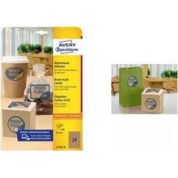 AVERY Runde Etiketten L7105-25 40 mm Kraftpapier 100% – Packung mit 25 Blatt