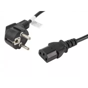 Netzkabel LANBERG CA-C13C-11CC-0018-BK — 1,8 m, C13-Kupplung auf CEE7/7, abgewinkelt C13