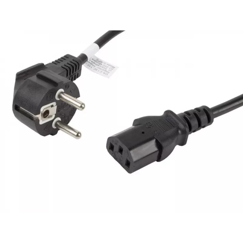 Netzkabel LANBERG CA-C13C-11CC-0018-BK — 1,8 m, C13-Kupplung auf CEE7/7, abgewinkelt C13