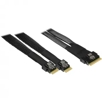 INTER-TECH Kabel SFF-8654-8i auf 2× SFF-8654-4i, 70 cm internes Split-Kabel