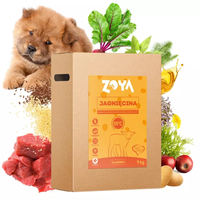 Trockenfutter für Hunde ZOYA ColdPRO Lamm 9 kg – Erhaltungsfutter für ausgewachsene Hunde, 26 % Protein, 9,5 % Fett, gluten- und sojafrei