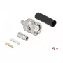BNC-Crimpstecker DELOCK 90013 für RG-174 / RG-316 mit Schrumpfschlauch, BNC-Stecker, 14,5×23,5×14,5 mm, 5er-Pack
