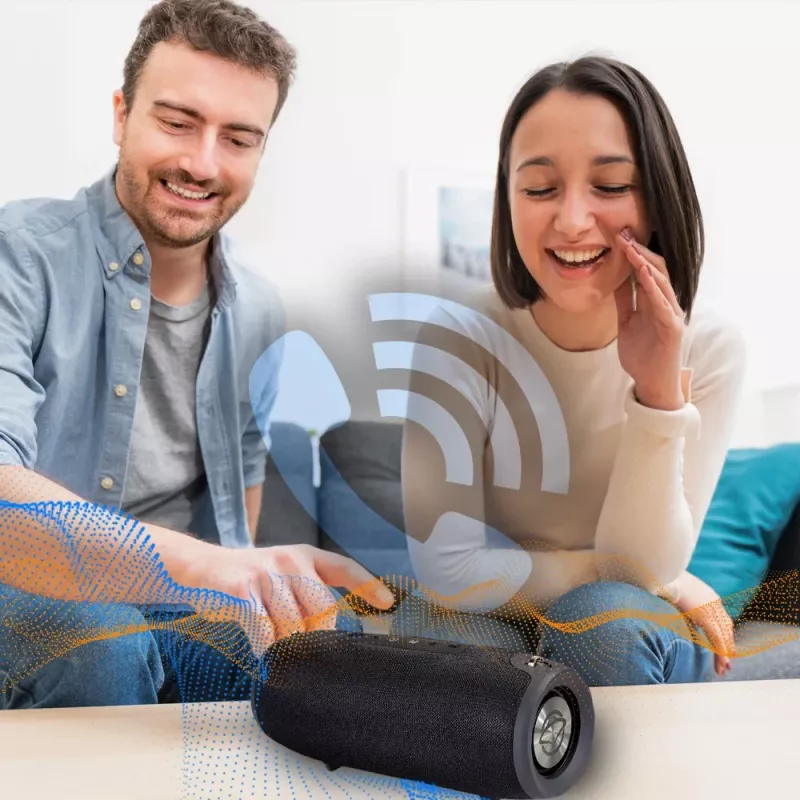 MANTA SPK15GO-BK tragbarer Bluetooth-Lautsprecher — 20 W, 3600 mAh, bis zu 8 h, schwarz