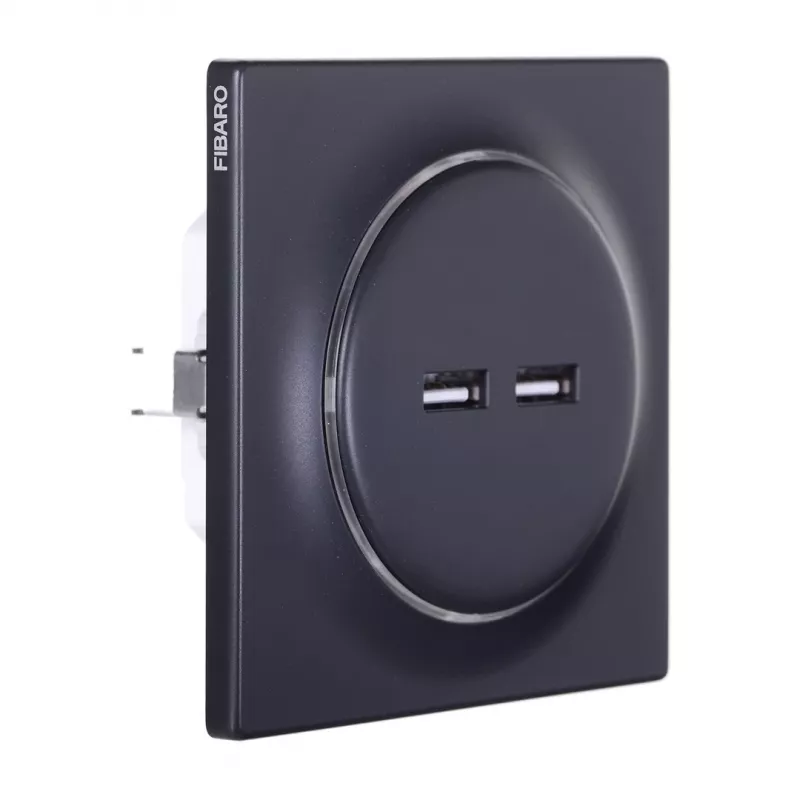 Fibaro FGWU-021-8 Steckdose 2x USB Schwarz