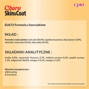 INABA Churu Skin&Coat Chicken Rezept – Katzensnacks – 4x14 g