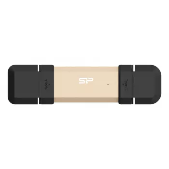 USB-Flash-Laufwerk Silicon Power DS72 1 TB, USB 3.2 Gen 2, Typ-A und Typ-C, Aluminium/Gummikappe, Gold