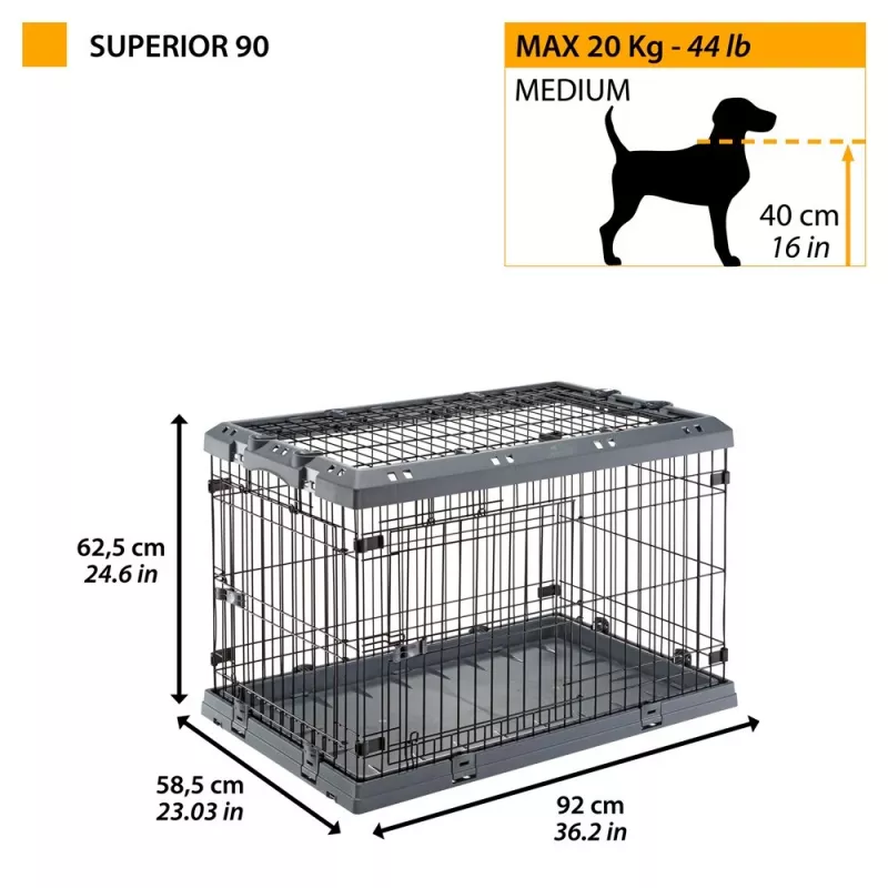 FERPLAST Superior 90 - Hundebox - 92 x 58,5 x 62,5 cm