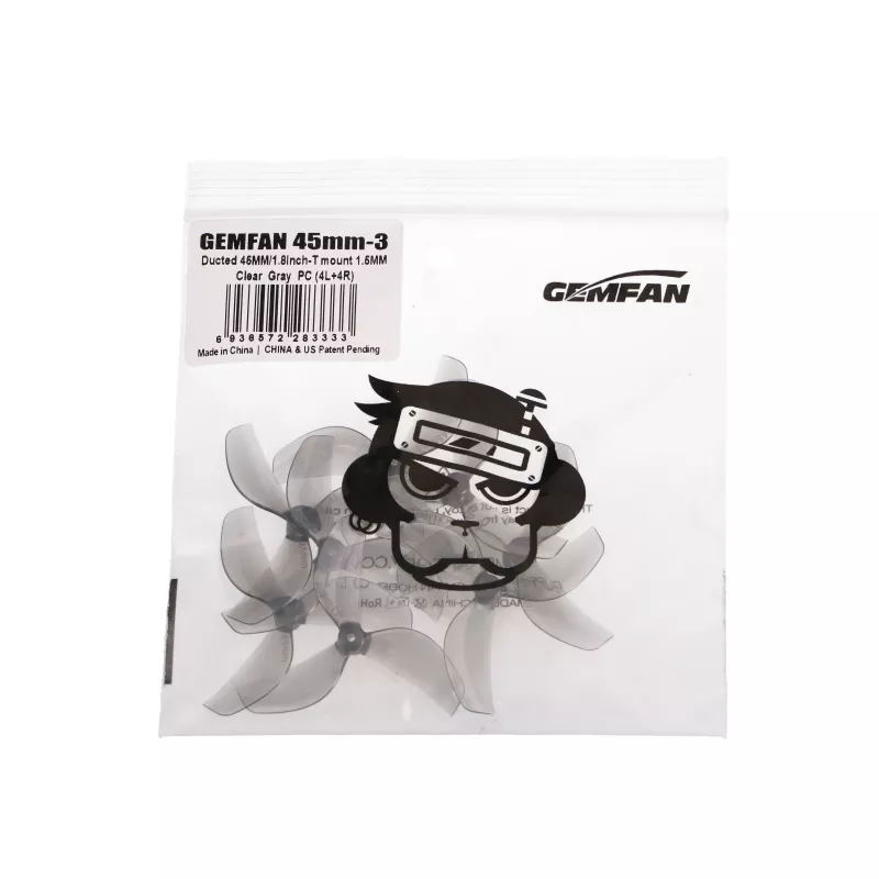 Gemfan 45-mm-Dreiblattpropeller Grau | Drohnenpropeller | 8 Stück
