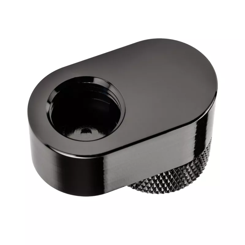 XSPC Rotary 14mm Offset G1/4 Fitting, Chrom Schwarz - abgewinkelter Drehverbinder für Wasserkühlung