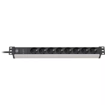 Brennenstuhl 1390007308 - 2 m - 8 AC-Ausgänge - Innenbereich - IP20 - Aluminium - Kunststoff - Schwarz - Silber