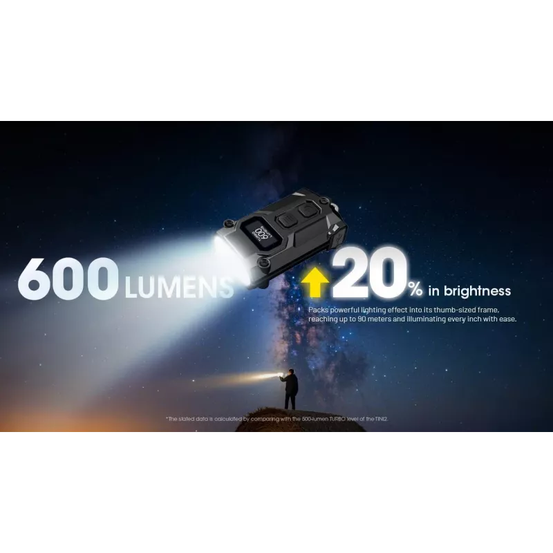 Schlüsselanhänger-Taschenlampe Nitecore TINI3 Schwarz 600 lm USB wiederaufladbar