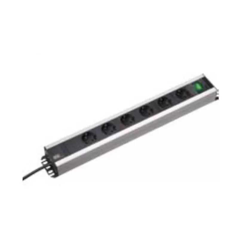 Bachmann 300.008 Stromverlängerung 2 m 6 Steckdosen Schwarz, Grau