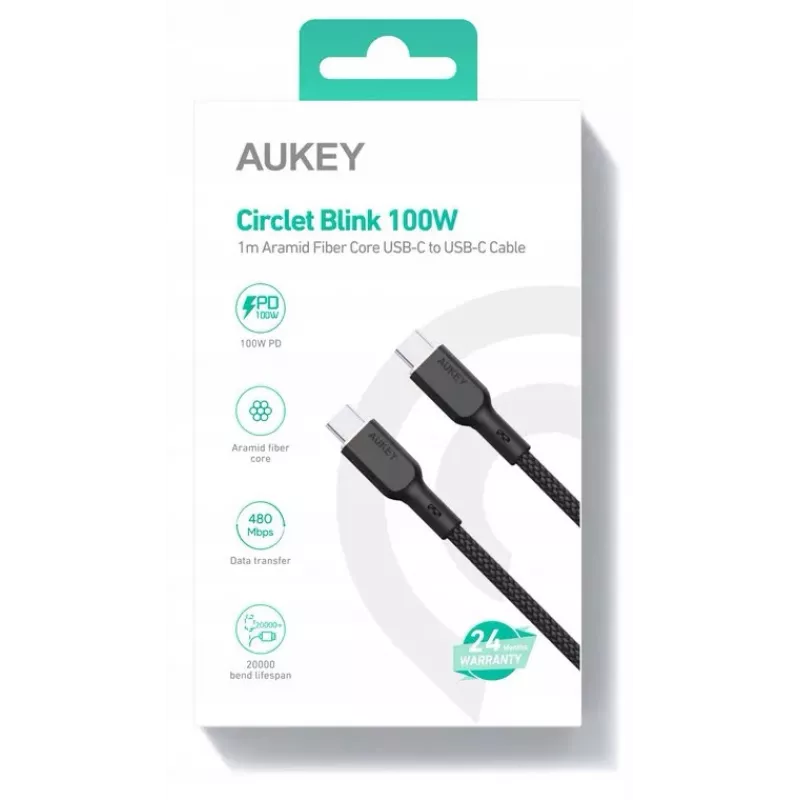 AUKEY CB-KCC101 Nylon-Kabel USB-C auf USB-C 1m