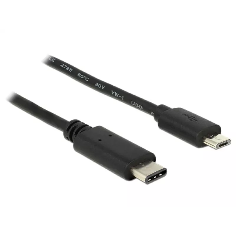 USB-Kabel DeLOCK 0,5 m USB2.0-C Micro-USB B Schwarz