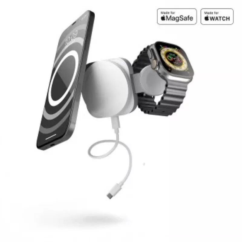 ZENS 2-IN-1 MAGSAFE + WATCH TRAVEL CHARGER WEISS