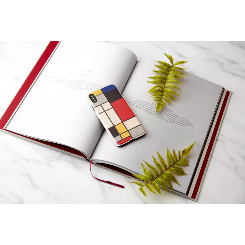 Smartphone-Hülle man and wood für iPhone X/XS, Holzrückseite, weißer Rahmen