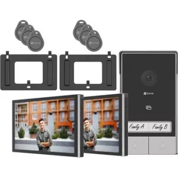 Video-Türsprechanlage Touch-Monitor EZVIZ 7 Zoll Modell 318500248 — Separate Steuerung für 2-Familien-Einheiten