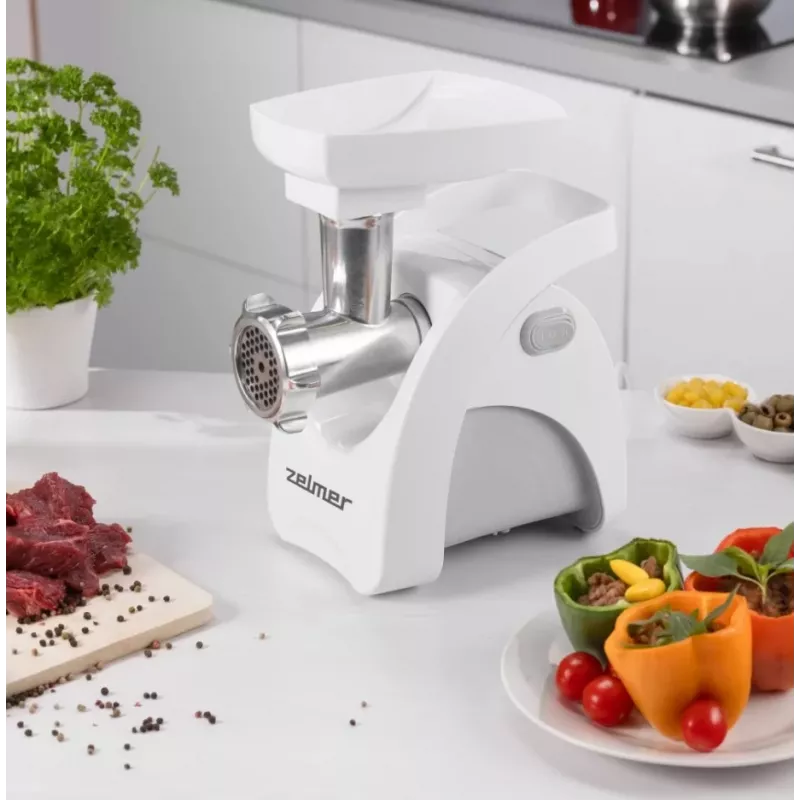 Zelmer ZMM9801B Fleischwolf 2200 W Edelstahl, Weiß