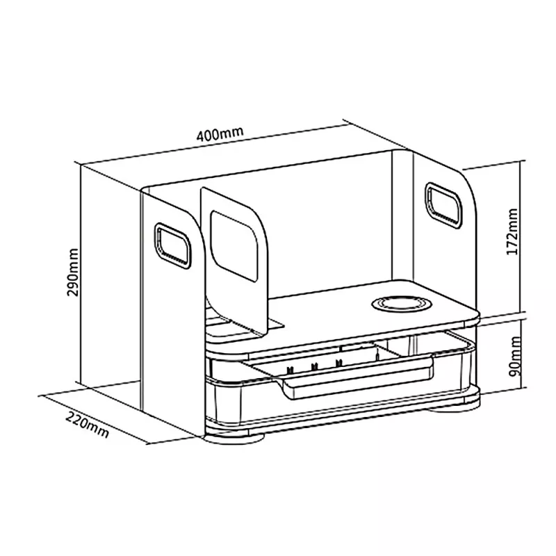 Schreibtisch-Organizer mit Schublade und kabellosem Ladegerät Ergo Office, weiß, max. 10kg, ER-441