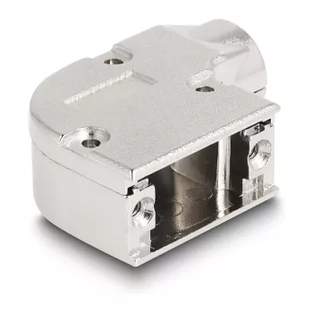 Kabeltülle DELOCK D-Sub Gehäuse für 9-polig Stecker/Buchse mit Metallwinkel 90° abgewinkelt, silber, 33×47×16 mm