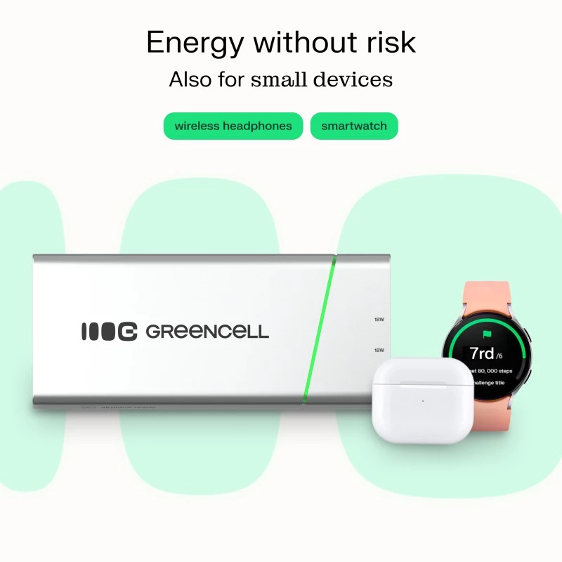 Tragbarer Akku Grün Cell BPLGC20P 20800 mAh Lithium-Ionen, USB-C PD 65W, 2x USB-C + 1x USB-A, Aluminiumgehäuse