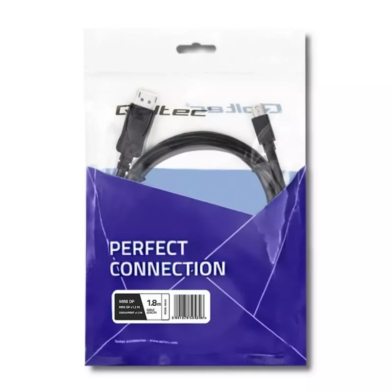 DisplayPort-Kabel Qoltec 50434 1,8 m Mini DisplayPort Schwarz