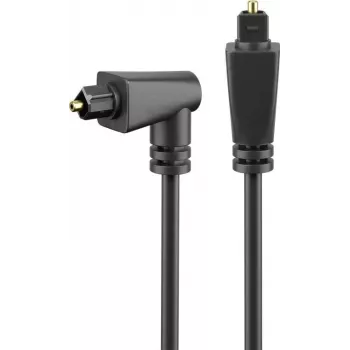 Goobay Glasfaserkabel, 2 m, Schwarz - Toslink-Stecker > Toslink-Stecker 90°, Schwarz (41595)