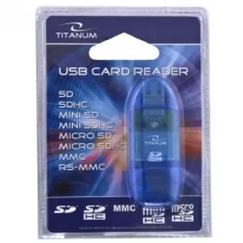 Kartenleser Titanum TA101B USB 2.0, blau – unterstützt MicroSD, SD/SDHC, MMC, MS-Formate, 480 Mbit/s