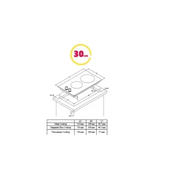 Einbau-Gaskochfeld SIMFER H3.201.TGRSP, 2 Brenner, Glasoberfläche, Drehknöpfe, schwarz
