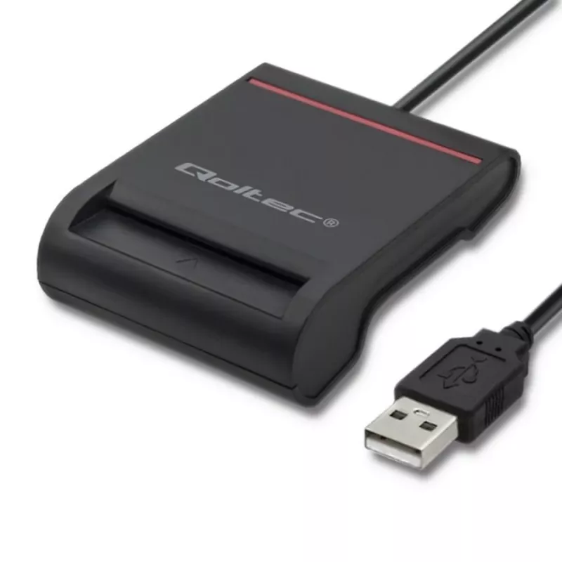 ID-Kartenleser QOLTEC Smart-Chip-ID-Kartenleser — USB, schwarz, 84,5×65×16 mm, 63 g