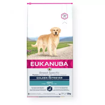 Trockenfutter für Hunde EUKANUBA Golden Retriever Huhn 12 kg — Alleinfuttermittel für ausgewachsene Hunde, 26 % Protein, 13 % Fett, 1,25 % Calcium