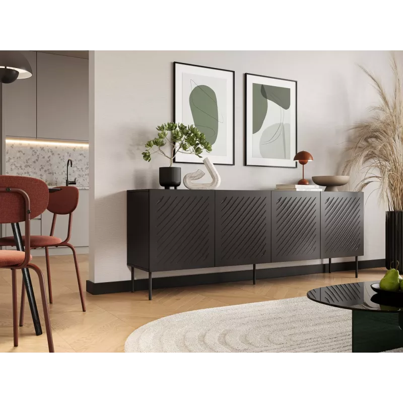 SIENA Kommode 200x40x75 matt schwarz