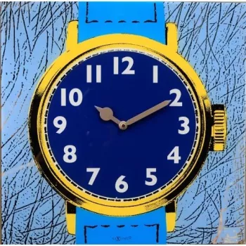 NeXtime klok 8157 Watch One, 43x43,2 cm, Wand, Blau/Gelb