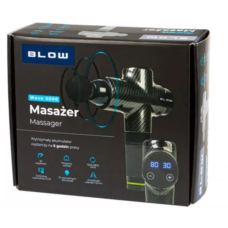 Massagegerät BLOW Wave 5000 mit 10 austauschbaren Aufsätzen und Tragetasche