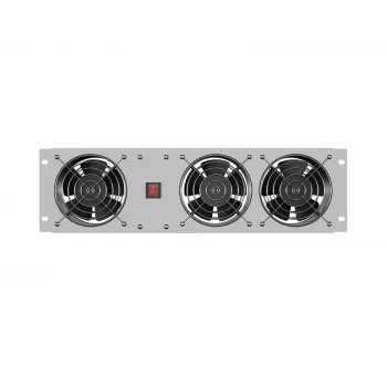 Vertikale Lüftungsblende 19 Zoll für Rack-Schrank, 3 Lüfter, 230 V, grau