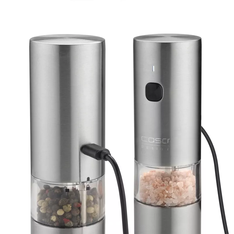 Caso Salz- und Pfeffermühle | SpiceDuo | Elektrisch | Gehäusematerial Edelstahl | Lithium