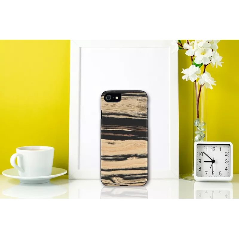 Handyhülle Man and Wood für iPhone 7/8 – weiß mit schwarzem Ebenholz-Detail