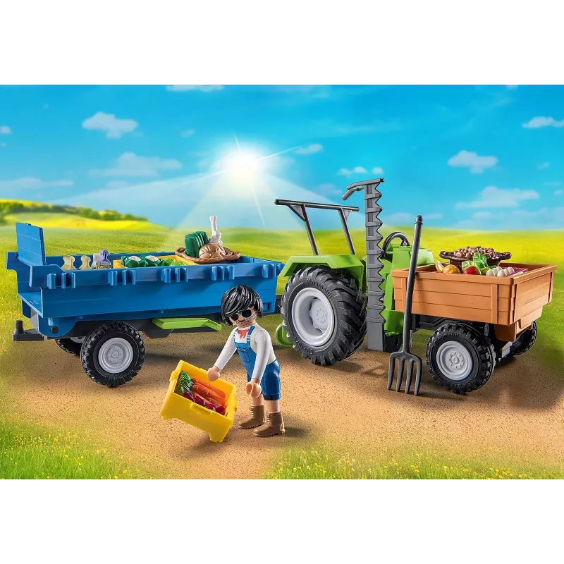 Playmobil Mähdrescher-Traktor mit Anhänger - Als-ob-Spiel & fantasievolles Spielen für Kinder von 6 bis 9 Jahren - Fat Brain Toys