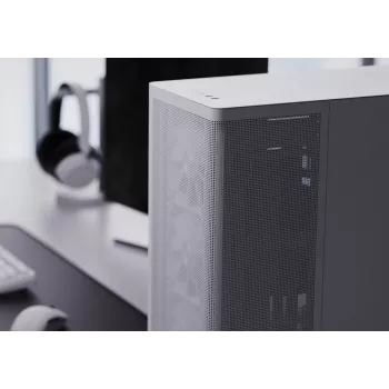 APNX PC Midi Tower C1-R-WT-v1 — Weiß, unterstützt ATX/Micro-ATX/Mini-ITX, 3x 120 mm Frontlüfter vorinstalliert, 3x 3,5-Zoll + 3x 2,5-Zoll Schächte, USB 3.2 Gen1 x2
