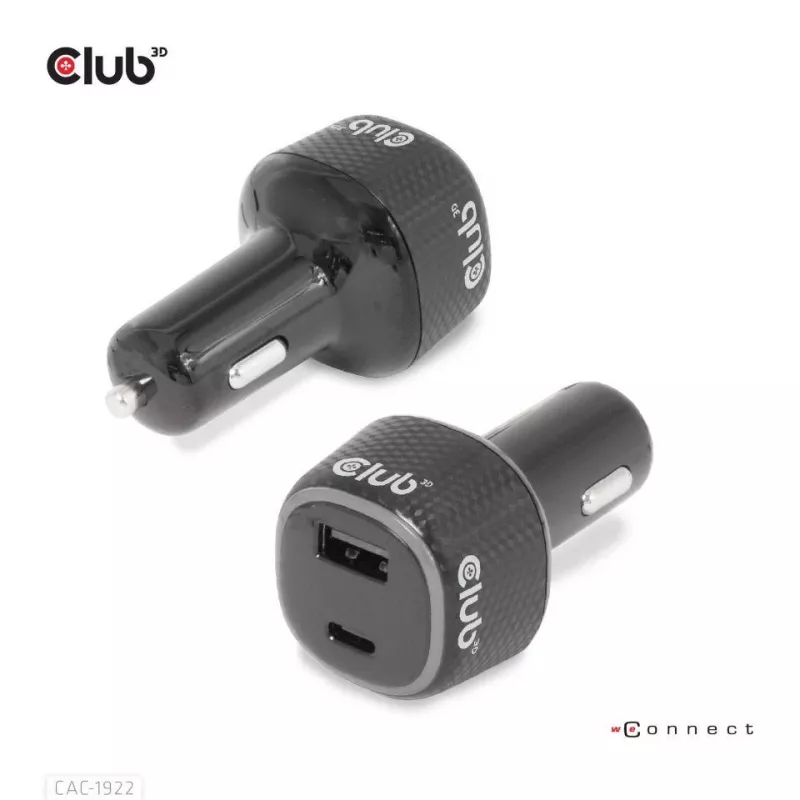 CLUB3D Notebook-/Laptop-Autoladegerät 63 Watt, Auto, Zigarettenanzünder, 24 V, Schwarz