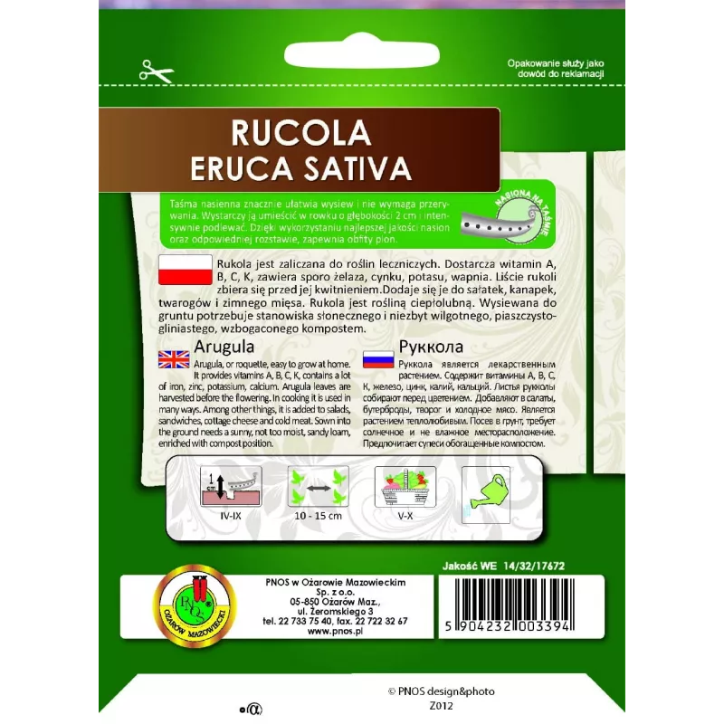 Saatband — Apte Rukola (Eruca sativa) 6 m für Haus- und Gartenanbau